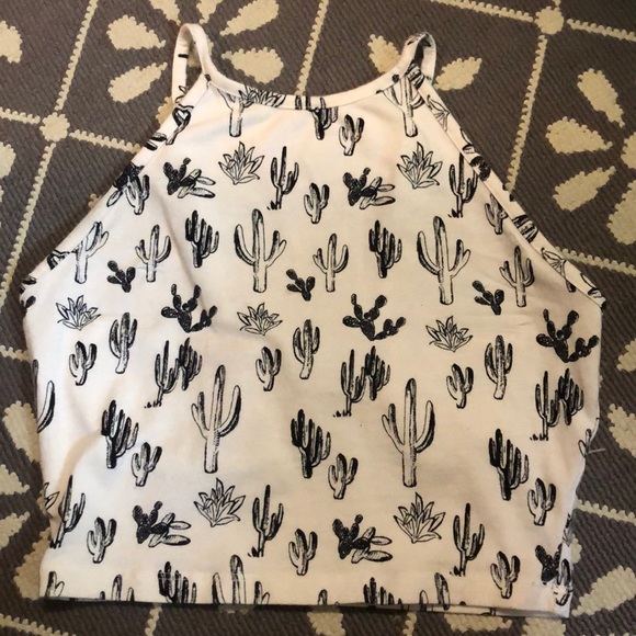Forever 21 black and white cactus halter top! S - Picture 1 of 4